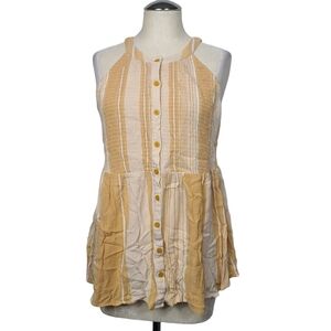 Torrid Yellow White Button Down Tank Top M